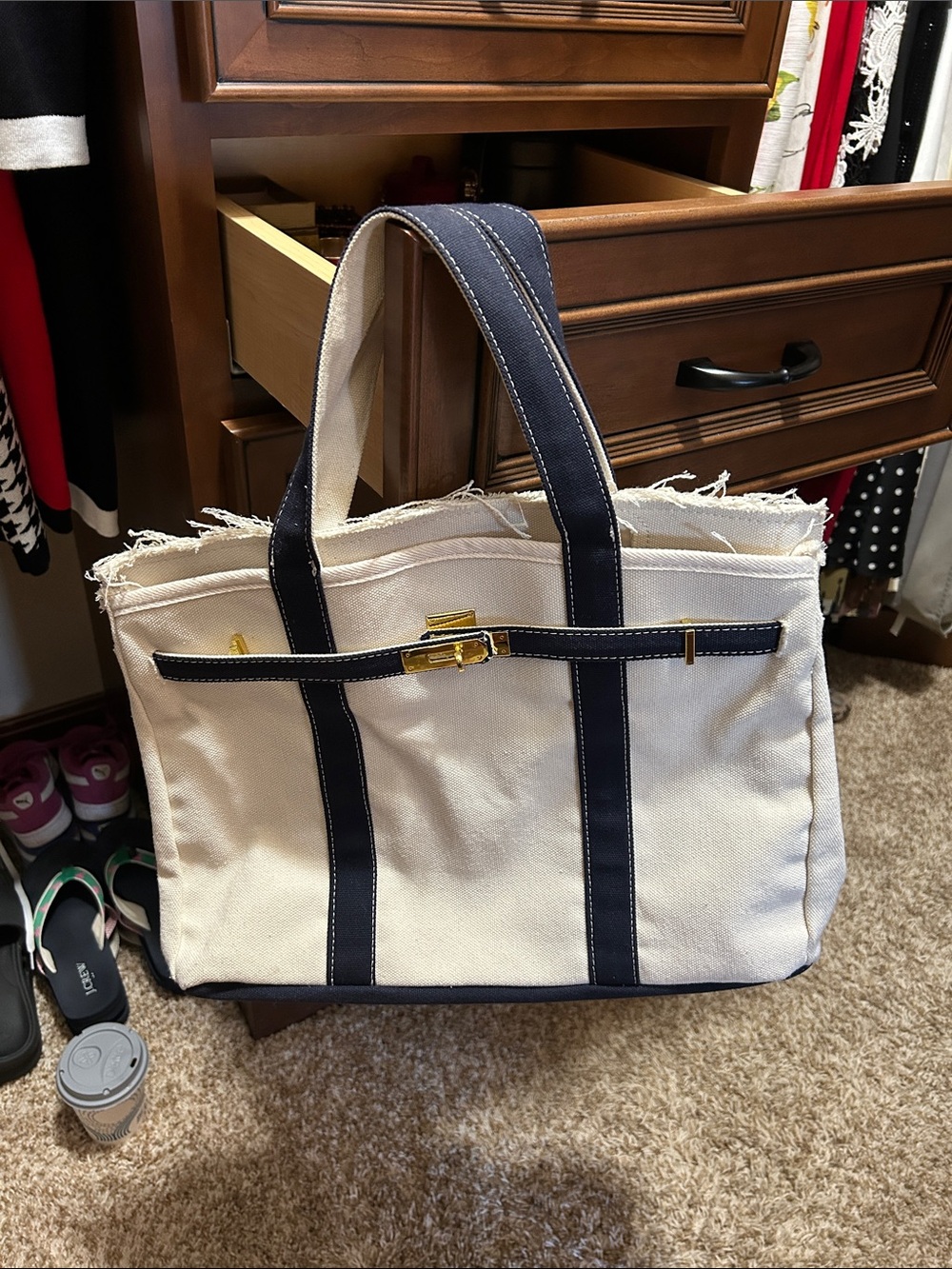 Boatkin Bag Navy and White Boat Tote